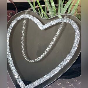 Heart shape mirror with crystal/glass inlay. NIB